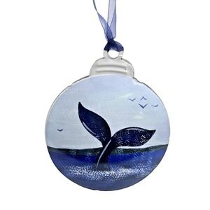 Whale Christmas Tree Ornament Large Bulb Ocean Nautical Coastal Beach NEW 4.5"